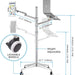 Multi-use floor stand with adjustable arms for laptops, tablets, phones, 360° rotation, mobile wheels - TaMiMi Projects in Qatar.