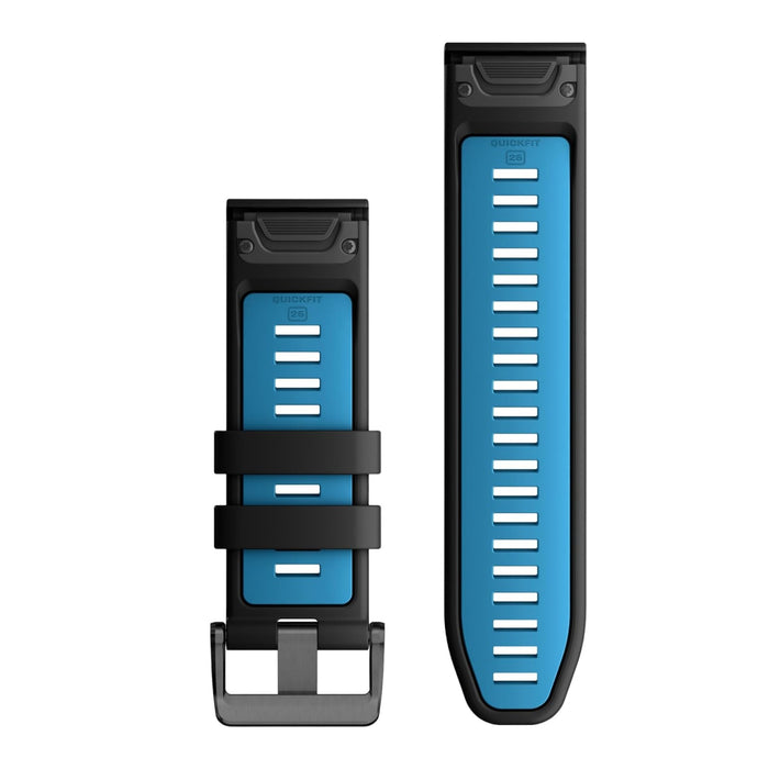Garmin QuickFit® 26 Watch Bands - Black / Cirrus Blue Silicone
