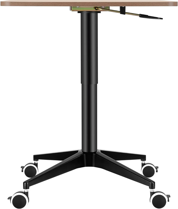 Adjustable height table from 53.5cm to 75.5cm, 60cm top, made of durable aluminum alloy with roller wheels - TaMiMi Projects Qatar.