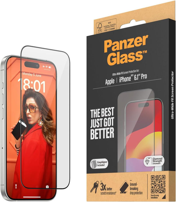 PanzerGlass™ Screen Protector Apple iPhone 15 Pro | 13 Pro - Ultra-Wide Fit