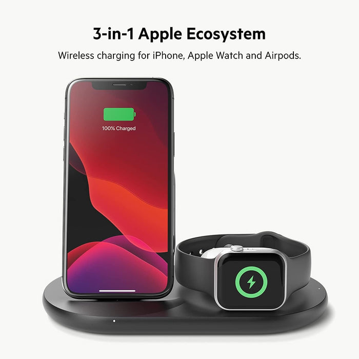 Belkin BOOST↑CHARGE™ 3-in-1 Wireless Charger for Apple Devices - Black