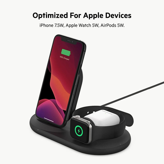 Belkin BOOST↑CHARGE™ 3-in-1 Wireless Charger for Apple Devices - Black