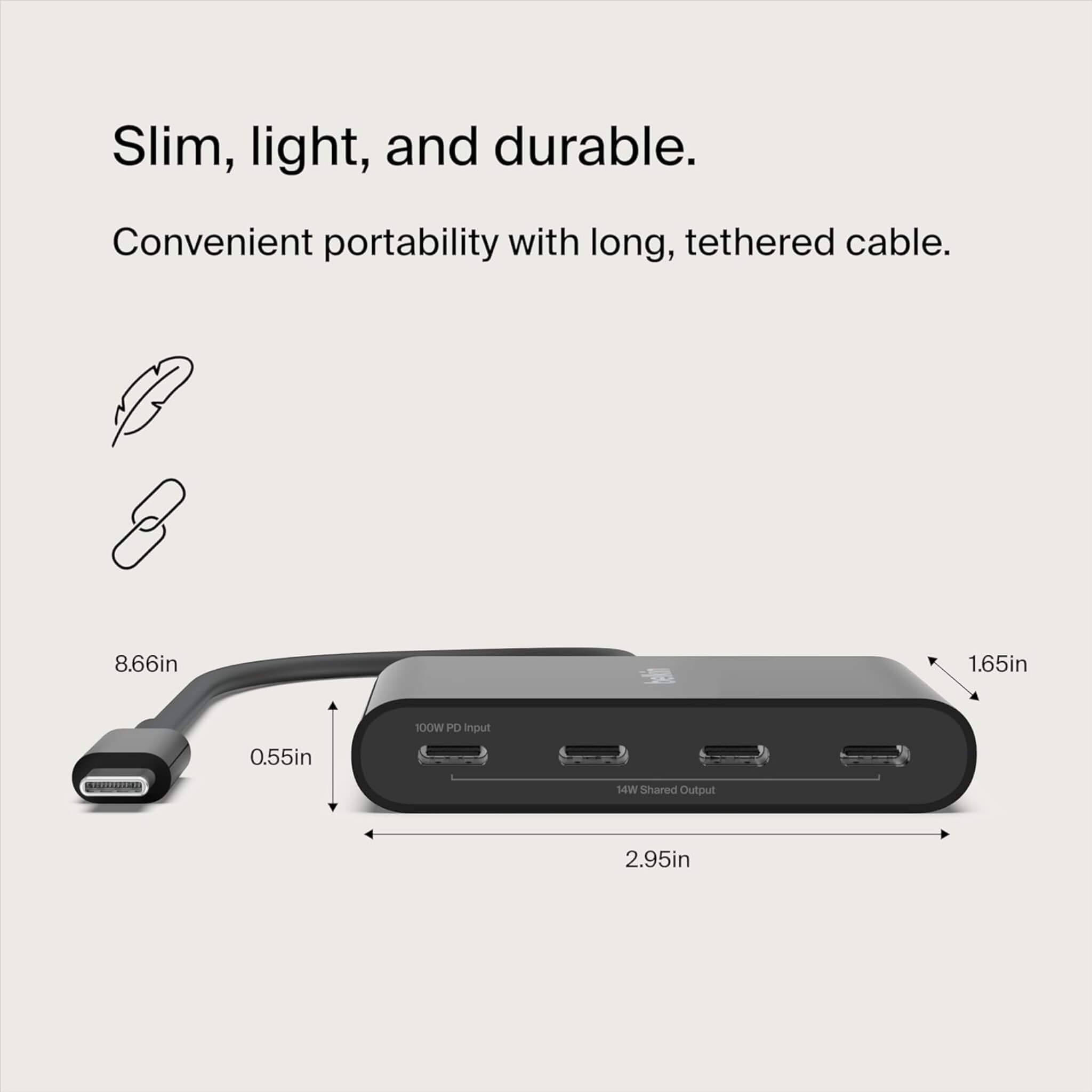وصلة بيلكن USB-C ١٠٠ واط - ٤ منافذ وصلة بيلكن USB-C ١٠٠ واط - ٤ منافذ