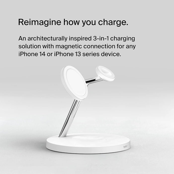 ‫قاعدة بلكن اللاسلكيه ٣ في ١ MagSafe - أبيض‬