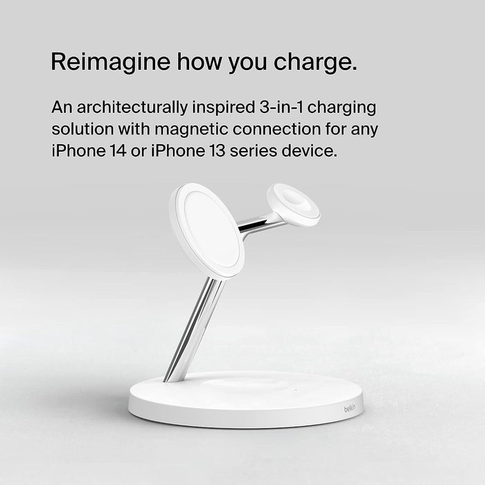 BELKIN BOOST UP Charge Pro 3-IN-1 wireless charger with MagSafe - White