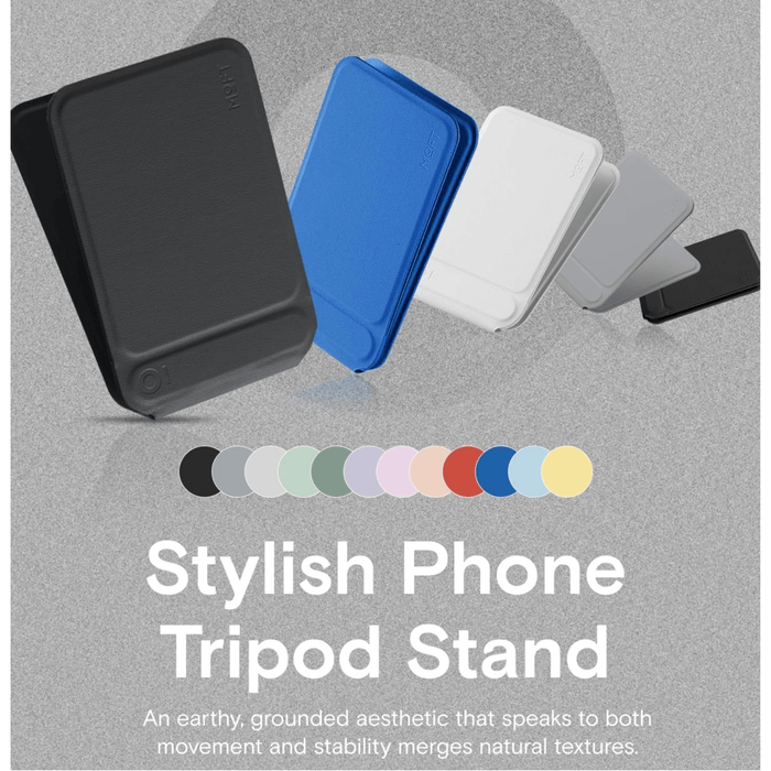 MOFT magnetic tripod phone holder compatible with MagSafe iPhones for filming and video calls.