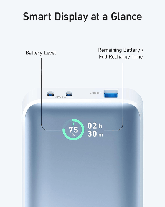 Smart screen for battery tracking on Anker power bank