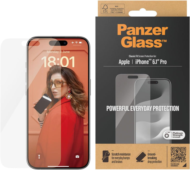 PanzerGlass™ Screen Protector Apple iPhone 15 Pro - Classic Fit