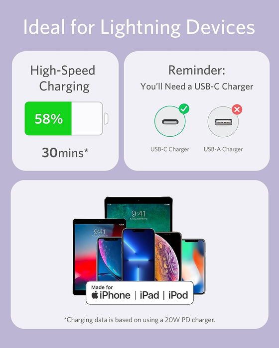 Anker Powerline III Flow USB C to Lightning - 180cm - Purple