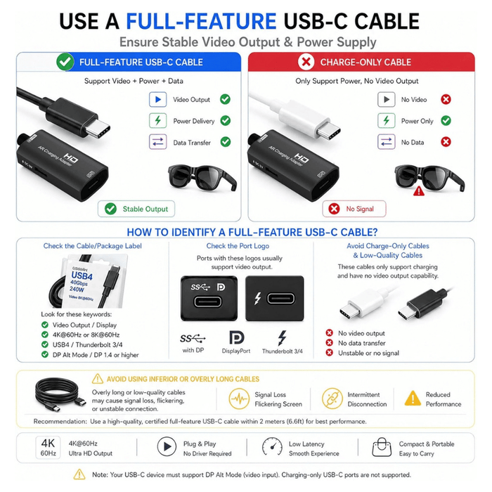 ‫محول عرض من HDMI إلى USB-C لنظارات الواقع المعزز