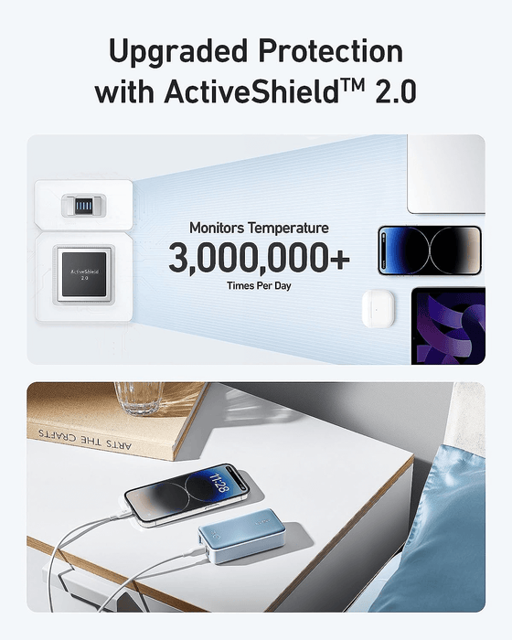 Secure charging with ActiveShield 2.0 on Anker power bank
