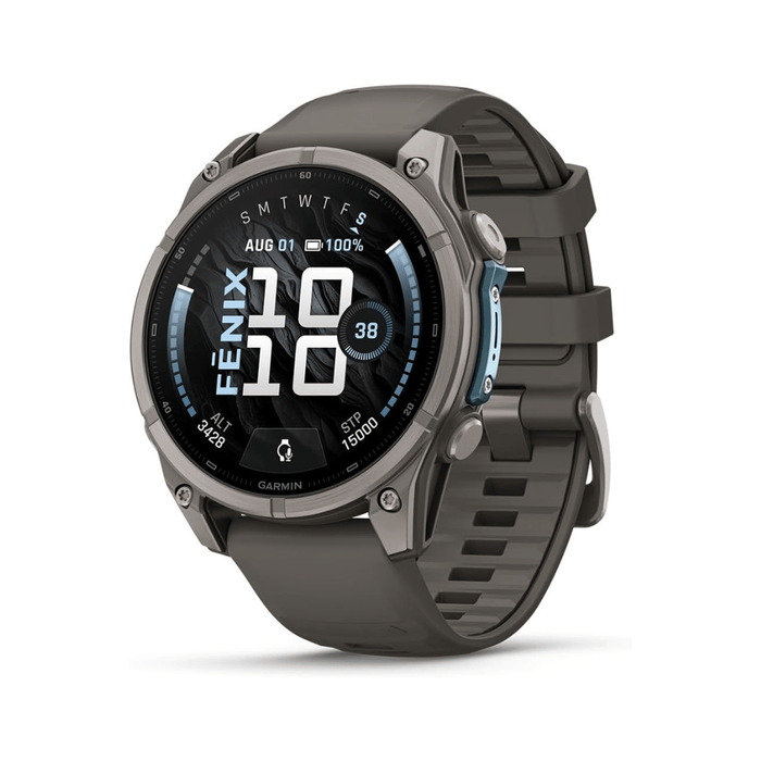 Garmin fēnix 9 Smartwatch Titanium with Pebble Grey Silicone Band - 47mm, premium multisport GPS smartwatch.