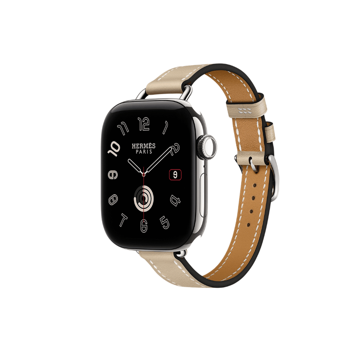 Apple Watch Hermès Series 12 GPS + Cellular 42mm Silver Titanium with Single Tour Band - Trench