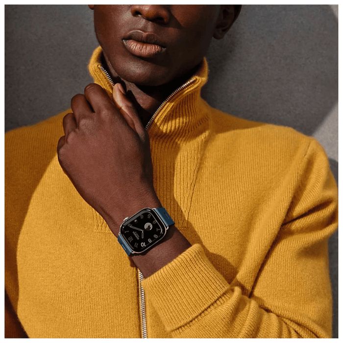 Apple Watch Hermès Series 12 GPS + Cellular 46mm Silver Titanium with Single Tour Deployment Buckle Bleu de Malte