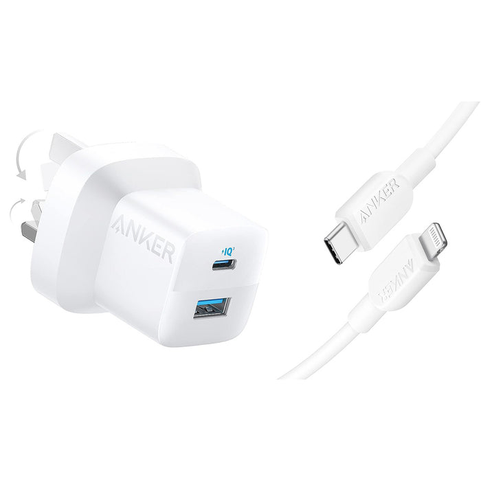Anker 323 Charger 33W + Cable Usb-c To Lightning 3Ft - White