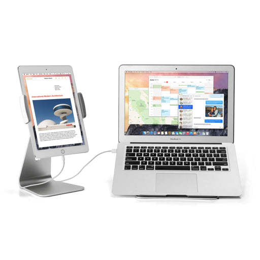 Adjustable tablet stand with sturdy design, suitable for home or office, supports tablets and phones - TaMiMi Projects in Qatar.