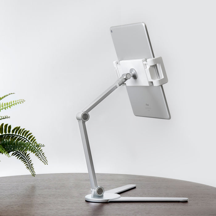 Long Arm Phone & Tablet Desktop Stand - Silver