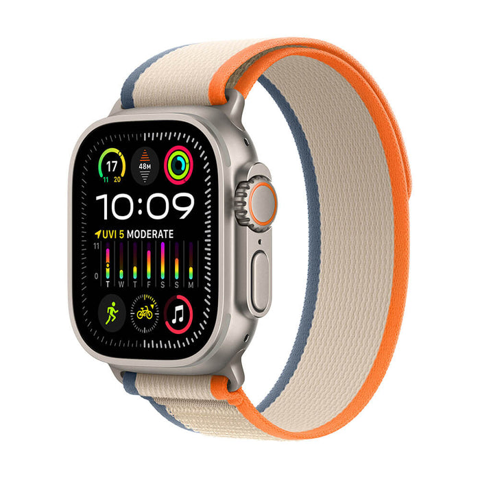 Apple Watch Ultra 2 Titanium Case with Orange/Beige Trail Loop - M/L