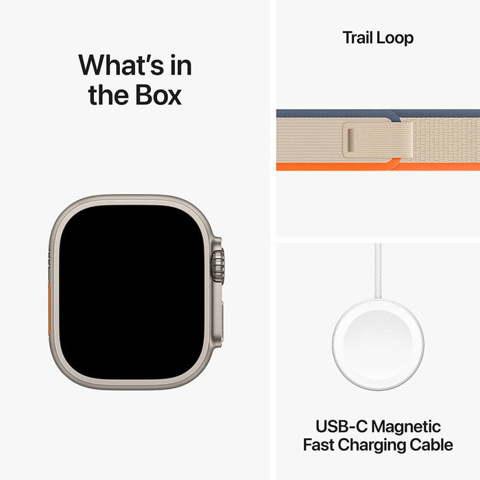 Apple Watch Ultra 2 Titanium Case with Orange/Beige Trail Loop - M/L