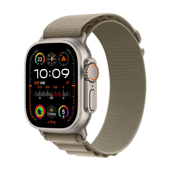 Apple Watch Ultra 2 Titanium Case with Olive Alpine Loop - 49mm - Medium