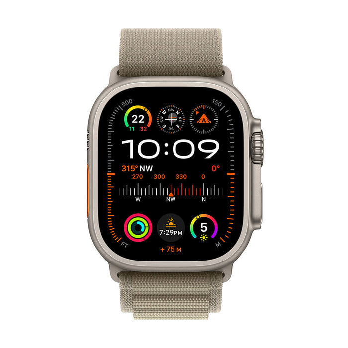 Apple Watch Ultra 2 Titanium Case Olive Alpine Loop - Small
