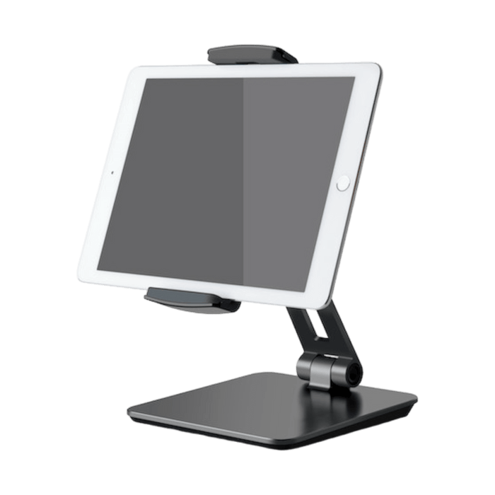Smartphone & Tablet Stand, Aluminum Desk Mount Holder, Fit phones & tablet 3 - 13" , adjustable. Black & silver. TaMiMi Projects