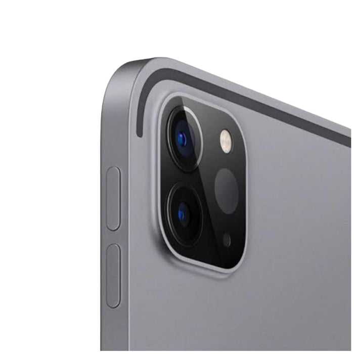 iPad Pro 12.9 inch (2022) showing rear camera in Space Gray