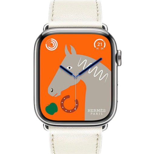 Get Apple Apple Watch Hermès S9 Silver Stainless Steel Case with Single Tour - Blanc - 45mm in Qatar from TaMiMi Projects