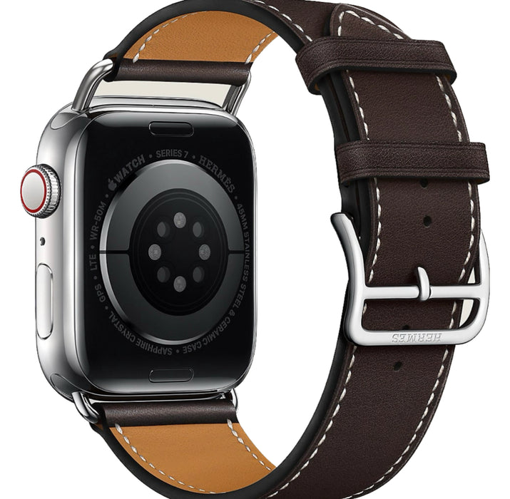 Apple Watch Hermès - Ebène Barenia calfskin Attelage Single Tour - 45mm