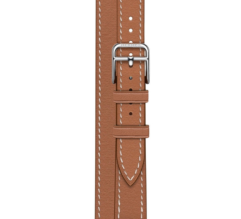 Apple Watch Hermès S9 Silver Stainless Steel Case with Gold Swift Leather Attelage Double Tour  - 41mm