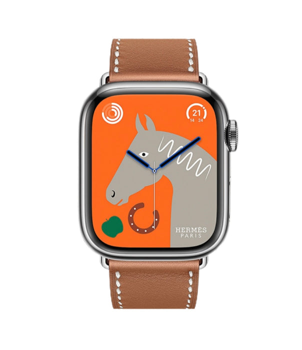 Apple Watch Hermès S9 Silver Stainless Steel Case with Single Tour - Gold - 41mm