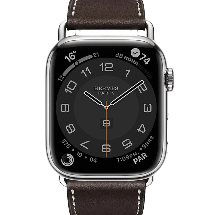 Apple Watch Hermès - Ebène Barenia calfskin Attelage Single Tour - 45mm