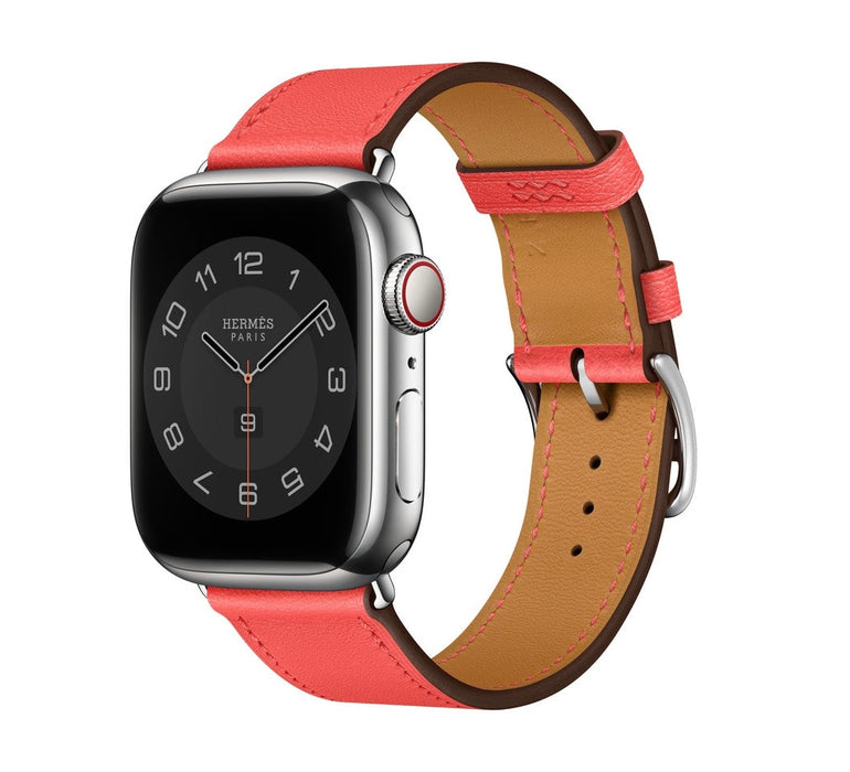Apple Watch Hermès S9 Silver Stainless Steel Case with Single Tour - Rose Texas - 41mm
