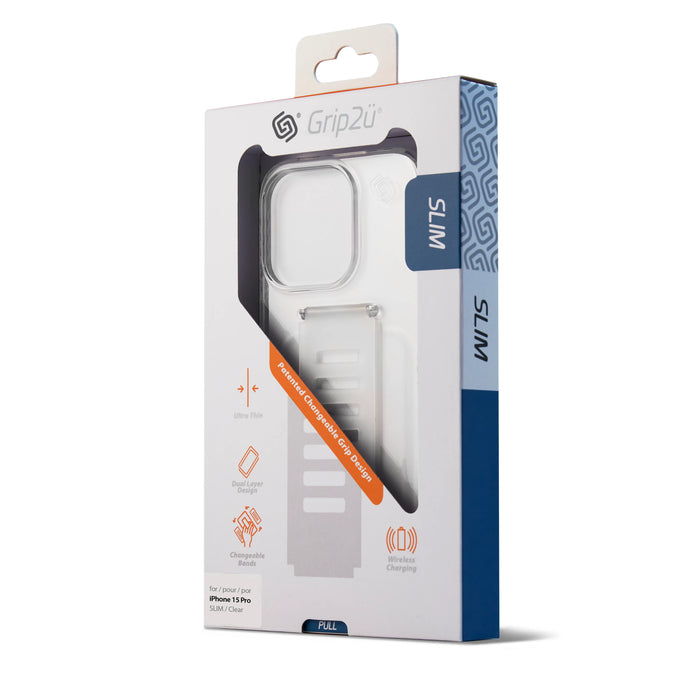 ‫كفر Grip2u SLIM الشفاف لآيفون ١٥ برو – خفيف ومتين – تميمي بروجكتس قطر‬