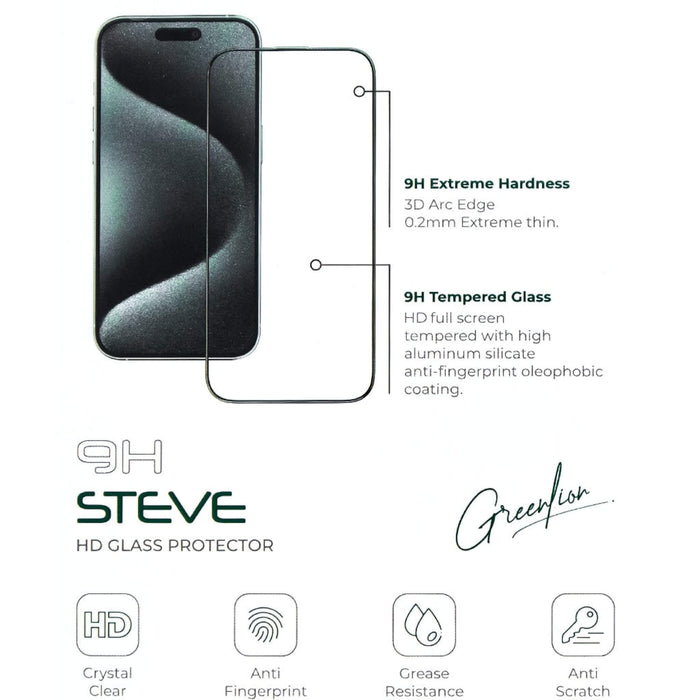 Green HD Screen Protector for iPhone 15 Pro - Clear