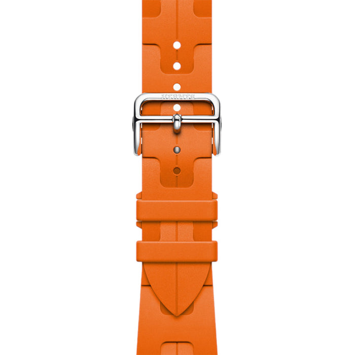 Apple Watch Hermès S9 Silver Stainless Steel Case with Kilim Single Tour - Orange - 41mm