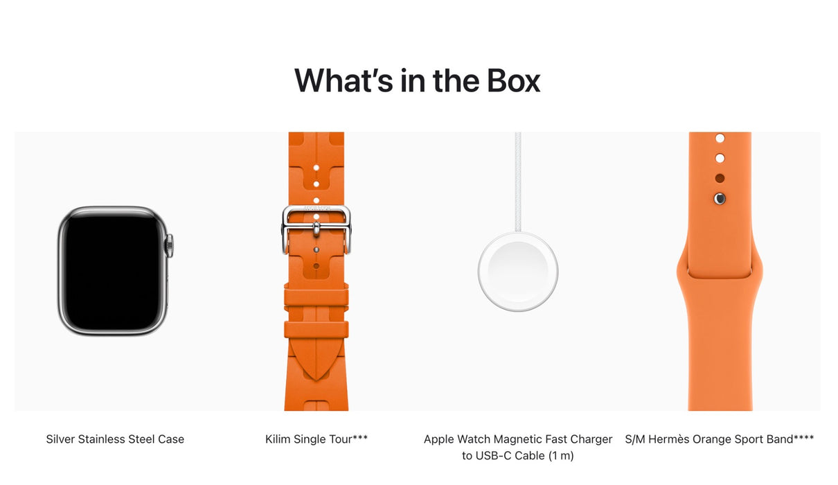 Apple Watch Hermès S9 Silver Stainless Steel Case with Kilim Single Tour - Orange - 41mm