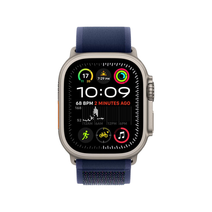 49mm Blue Trail Loop in S/M with a natural titanium finish, perfect for active use. Available in Qatar at TaMiMi Projects.