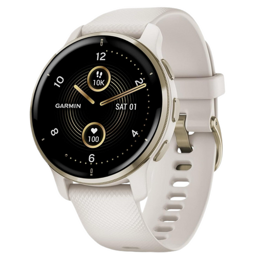 Get Garmin Venu® 2 Plus - Cream Gold Stainless Steel Bezel With Ivory Case And Silicone Band - 43mm in Qatar from TaMiMi Projects