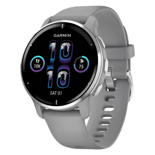 Get Garmin Venu® 2 Plus - Stainless Steel Bezel With Powder Grey Case And Silicone Band - 43mm in Qatar from TaMiMi Projects