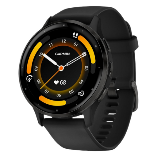 Venu® 3 - Stainless Steel Bezel with Black Case and Silicone Band - 45mm