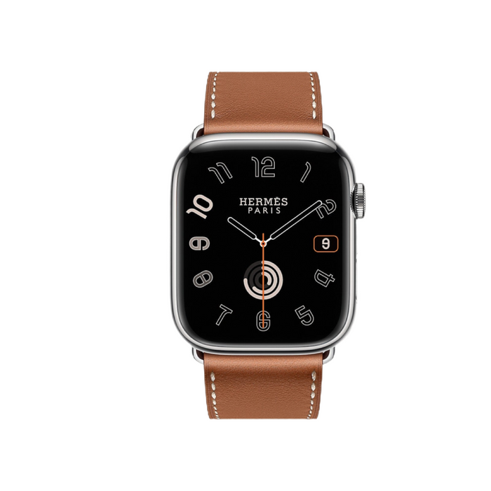 Apple Watch Hermès S9 Silver Stainless Steel Case with Single Tour - Gold - 45mm