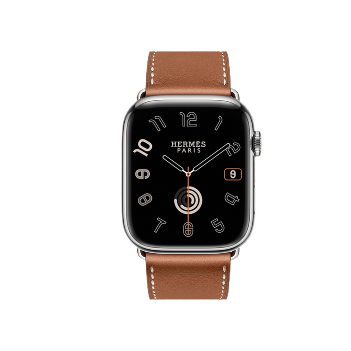 Get Apple Apple Watch Hermès S9 Silver Stainless Steel Case with Single Tour - Gold - 45mm in Qatar from TaMiMi Projects