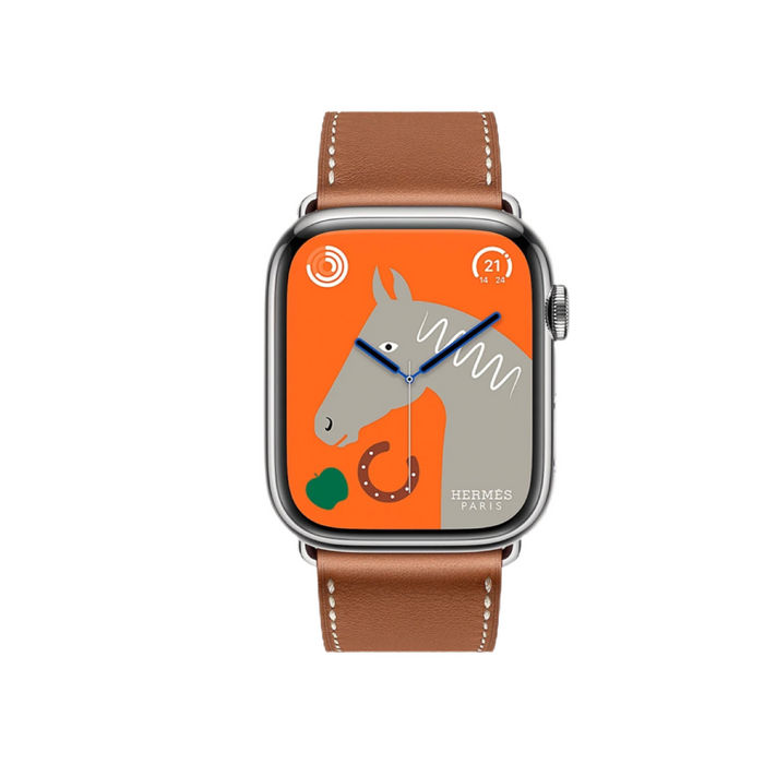 Apple Watch Hermès S9 Silver Stainless Steel Case with Single Tour - Gold - 45mm
