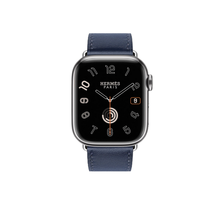 Apple Watch Hermès S9 Silver Stainless Steel Case with Single Tour - Navy - 41mm