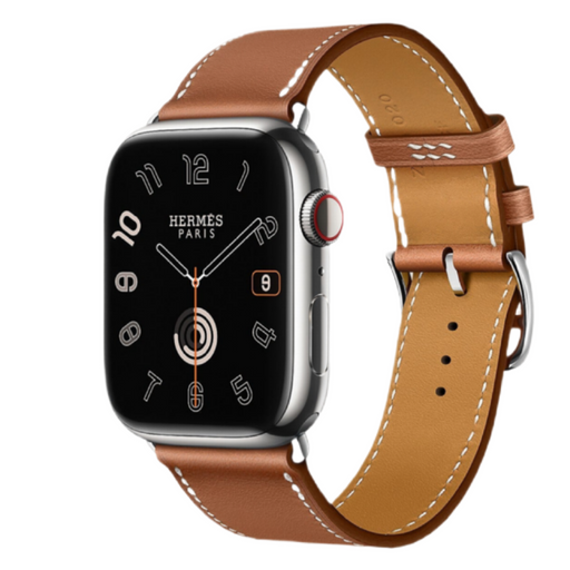 Get Apple Apple Watch Hermès S9 Silver Stainless Steel Case with Single Tour - Gold - 45mm in Qatar from TaMiMi Projects