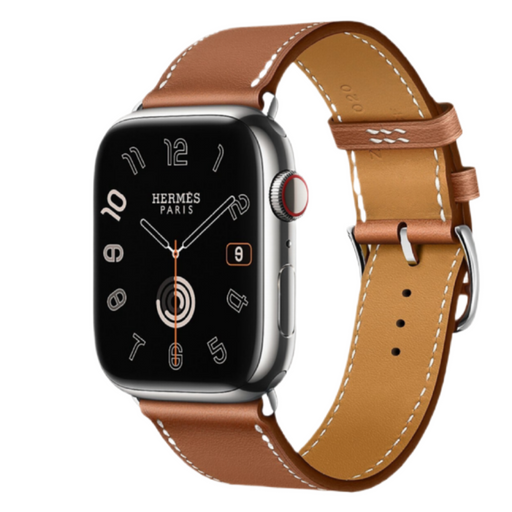 Apple Watch Hermès S9 Silver Stainless Steel Case with Single Tour - Gold - 45mm