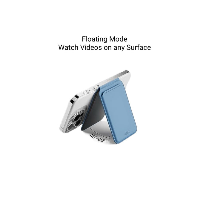 MOFT Snap Flash Wallet Stand in Windy Blue from TaMiMi Projects in Qatar, combines wallet and phone stand with flash storage, stylish and functional.