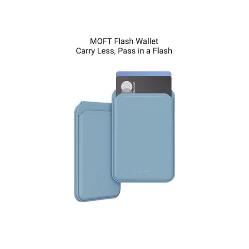 MOFT Snap Flash Wallet Stand in Windy Blue from TaMiMi Projects in Qatar, combines wallet and phone stand with flash storage, stylish and functional.