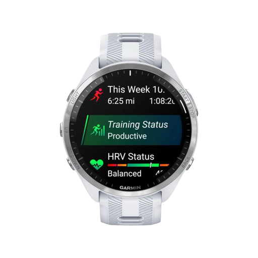 Get Garmin Forerunner® 965 Solar watch in White, 47mm, perfect for fitness enthusiasts. Get it now from TaMiMi Projects in Qatar.